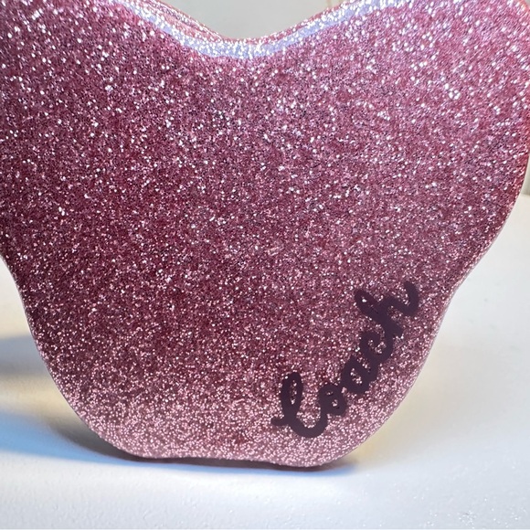 Coach Butterfly Glitter Pink Silver Shimmer Mirror Compact Case New - Picture 2 of 6